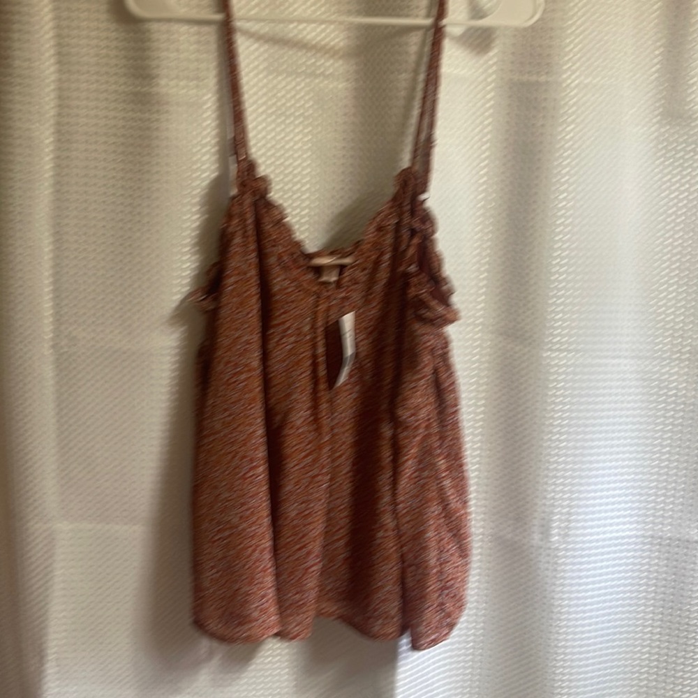 Sleeveless V-Neck Rust Floral Tank Top